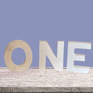 Alphabet Wall Decor, Craft, Large Wooden Letters O N E Distressed White 6"